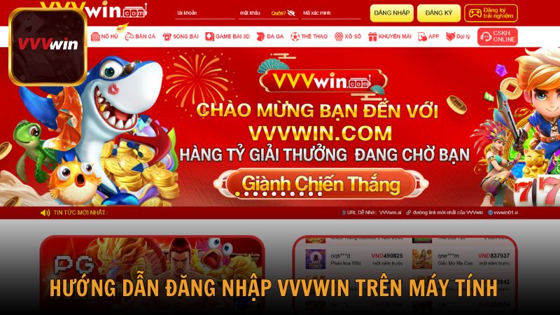 Hướng dẫn cách đăng nhập VVVwin trên máy tính 
